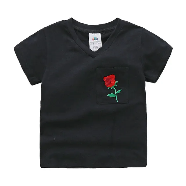 New Arrival Baby Boys White Black Casual T Shirts Embroidery Short