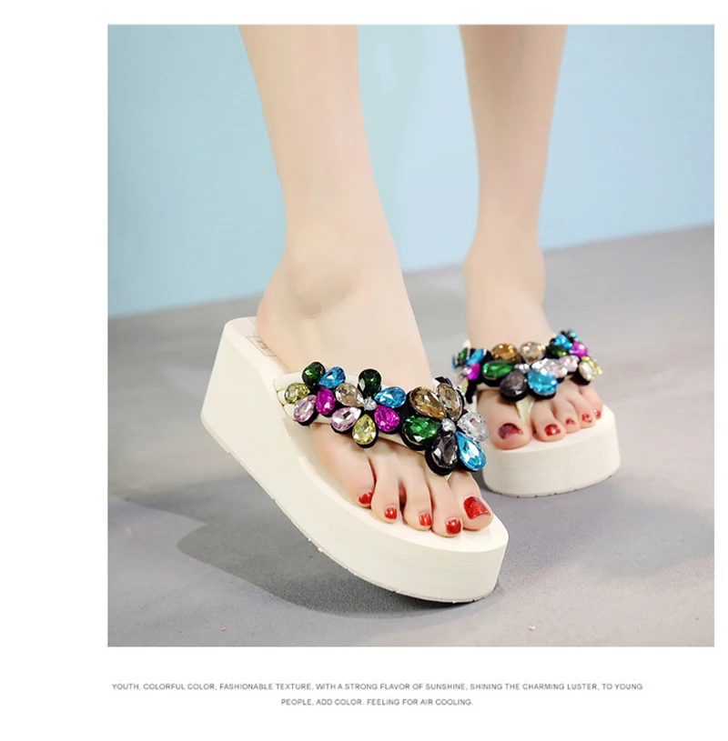 AShwin/Вьетнамки со стразами; блестящие шлепанцы с цветами; сандалии; Роскошная обувь ручной работы со стразами; шлепанцы в богемном стиле