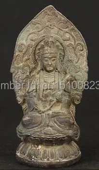 

NICE ASIAN OLD BRONZE COLLECTABLE HAND CARVED BUDDHISM KWAN-YIN ORNAMENT STATUE