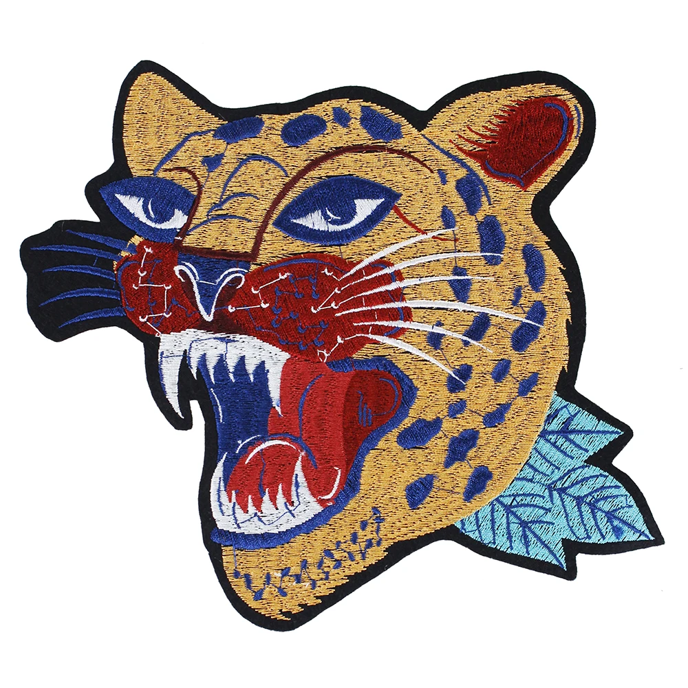 10pieces Embroidery Leopard Head Fabric Patches Applique Iron on