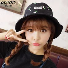 Женские шляпы-ковши, повседневные, с принтом, плоские, хлопковые, женские, летние, корейские, двухсторонние, милые, модные, Солнцезащитная шляпа, солнцезащитный