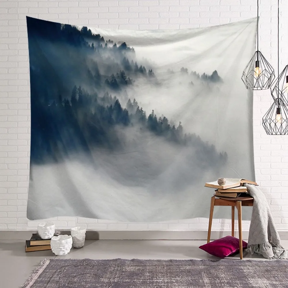 CAMMITEVER туман деревья лес горы естественная сцена стены ковер одеяло ткань Tapestris домашний декоративный Завод Поставщик
