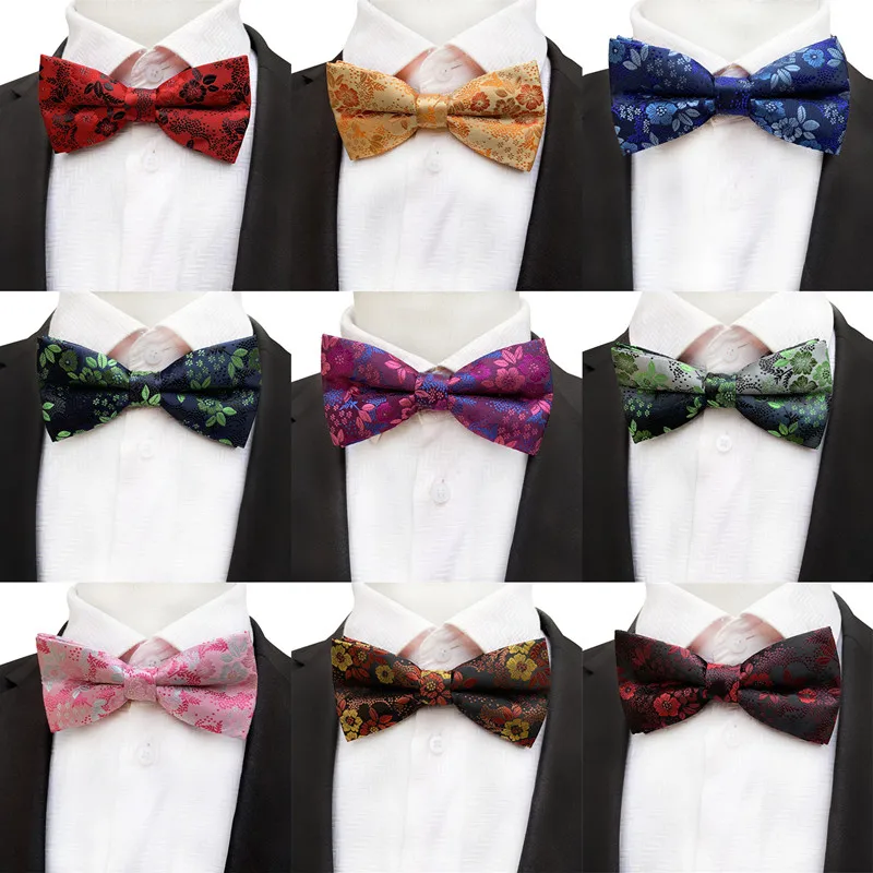 

CityRaider Red Yellow Floral Pattern Wedding Tuxedo Tie Silk Men's Self Bow Ties for Men Pre-Tied Tux Bow Tie Cotton Flower C039