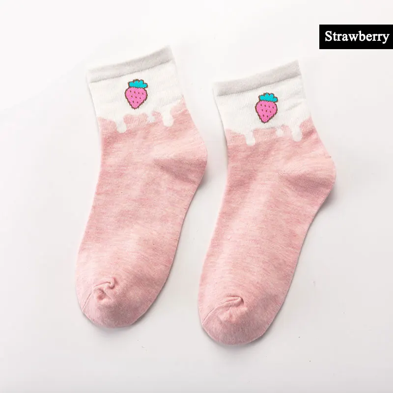 Милые женские носки с фруктовым узором Летние повседневные короткие носки женские Харадзюку забавные стильные хлопковые носки 1 упаковка - Цвет: Strawberry