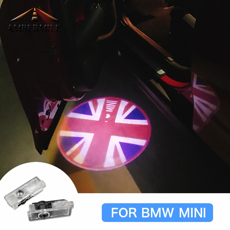 

AMBERMILE 2PCS LED Car Door Shadow Light Laser Projector Logo Welcome Lights for Mini Cooper Countryman Accessories Car Styling