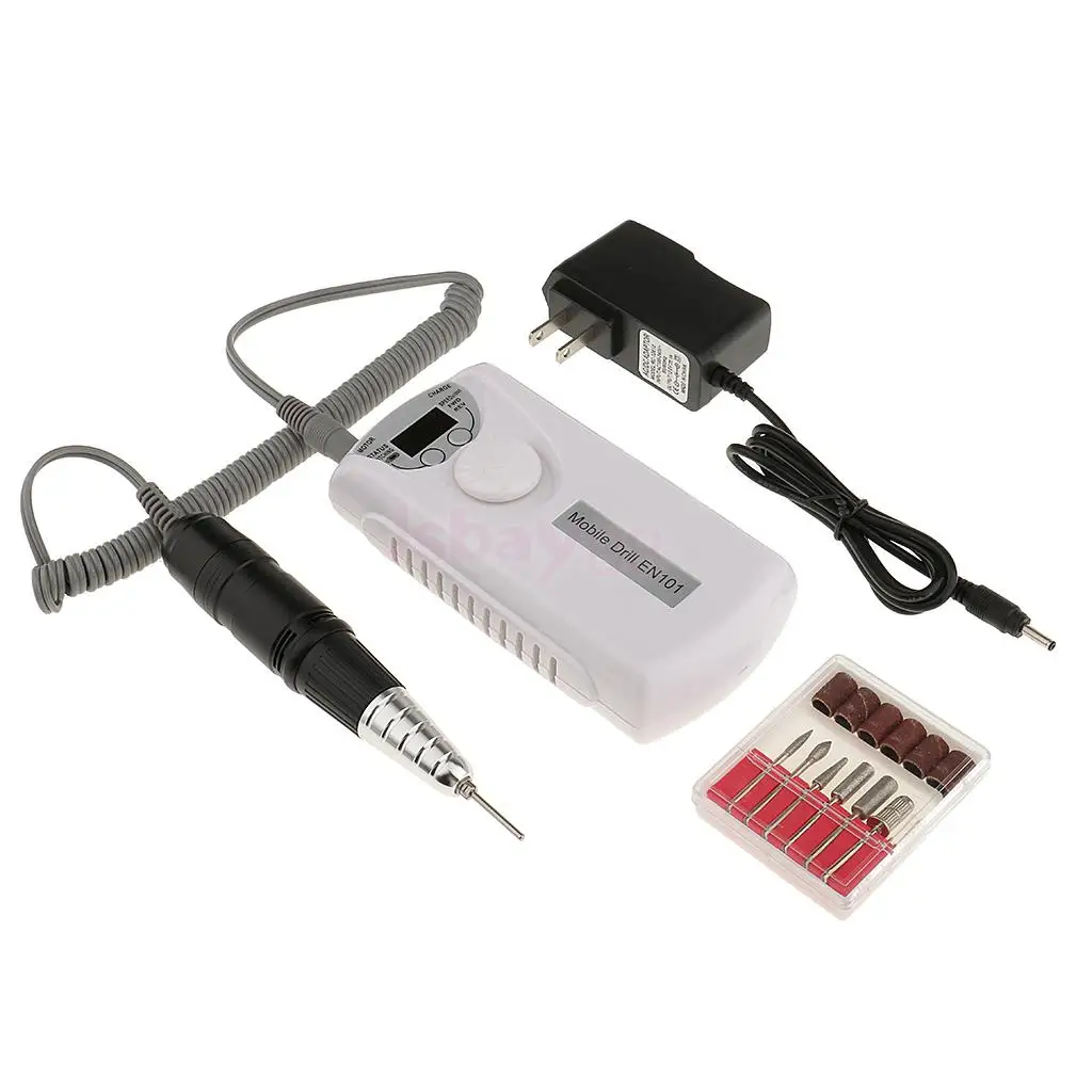 

Portable Cordless Rechargeable Pen Shape Electric Nail Drill Manicure Kit Nail Polish Machine set Pedicure Tools US Plug White