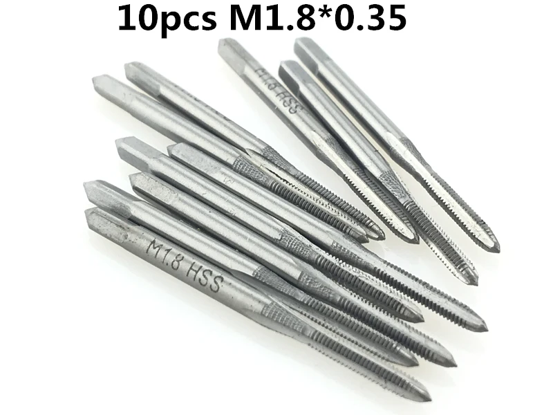 10pcs M1.8*0.35 Machine screw tap HSS H2 Straight Fluted Screw Thread Metric Plug Hand Tap Drill |