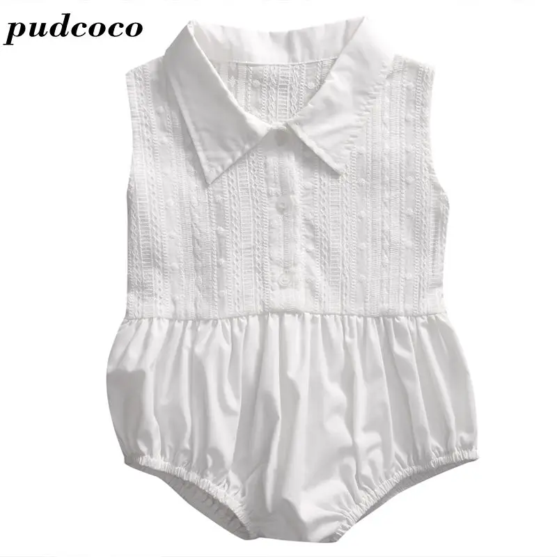 

2019 Baby Rompers Children Summer Newborn Baby Clothes White Cotton Body Baby Sleeveless Overalls for Girls Imported-Clothing