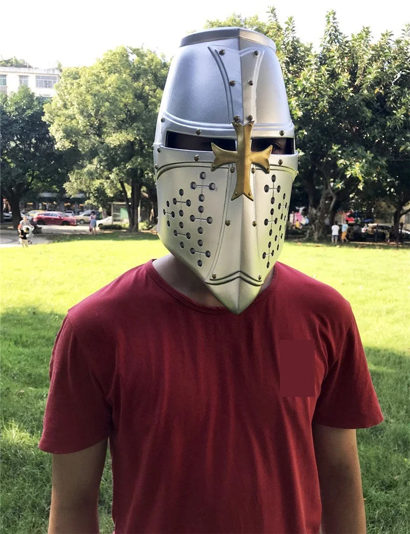 

Medieval Crusader Knight Helmet Cosplay Hospitaller Templar Knights Helmet Mask Gothic Cross LARP Cosplay Props Halloween Party