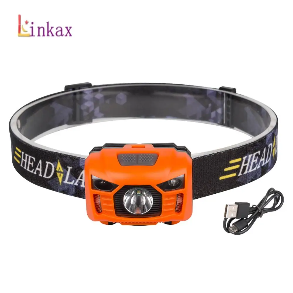Светодиодный мини фонарь с датчиком движения перезаряжаемый USB|led headlamp|head light