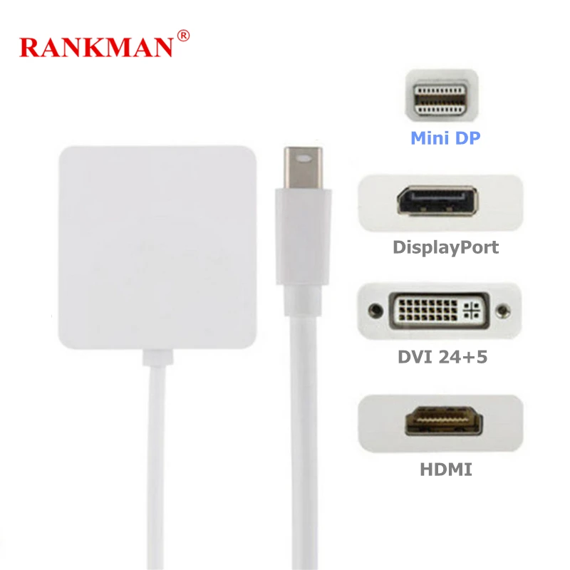 Rankman Thunderbolt Mini DP to HDMI DVI DisplayPort DP Adapter Cable Converter 1080p for Mac macbook TV Projector Monitor Rankman Thunderbolt Mini DP to HDMI DVI DisplayPort DP Adapter Cable Converter 1080p for Mac macbook TV Projector Monitor
