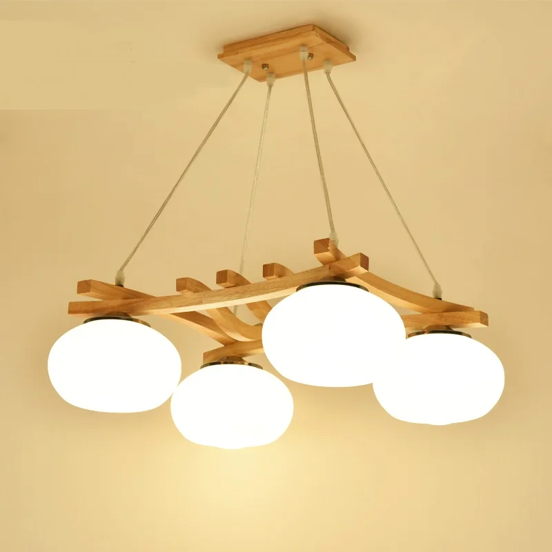 

Solid Wooden pendant lights dining room bar bedroom garden original wooden pendant lamps 4 heads decoration lamp ZA