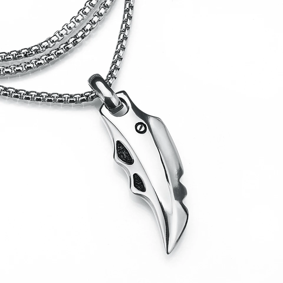 YANGQI Stainless Steel Knife Shape Pendant Necklace Primitive Man Stone Knife Necklace Norse Viking Wolf Tooth Statement Jewelry YANGQI Stainless Steel Knife Shape Pendant Necklace Primitive Man Stone Knife Necklace Norse Viking Wolf Tooth Statement Jewelry
