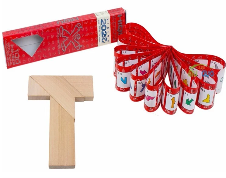 

Traditional T Puzzle IQ Brain Teaser Kids Educational Wooden Puzzles Game Toys for Children Adults 100 Challenges