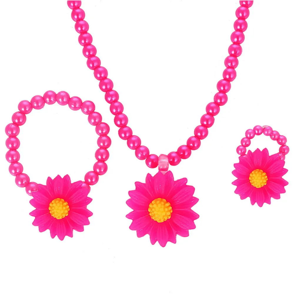 

ZOSHI Handmade Baby photography Jewelry Set Flower Pendant Necklace Bracelet Ring Set Kids Jewelry Set Children Accessories