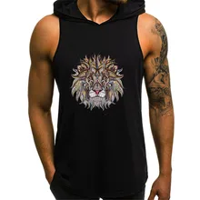 Мужские модные спортивные повседневные рубашки с принтом льва, топы без рукавов, майка, Мужская жилетка, Прямая поставка