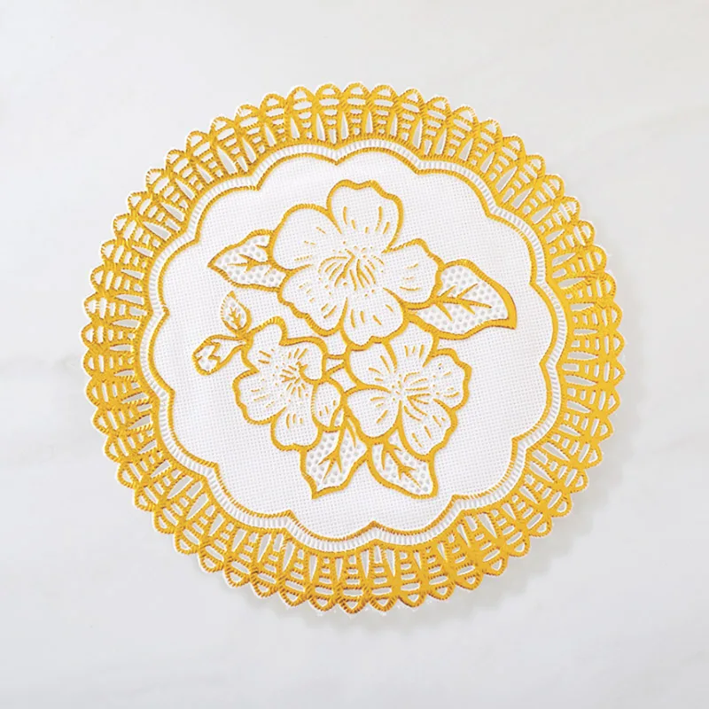 Европейский Bronzing PVC placemate полый узор чашка салфетка под прибор Настольный коврик