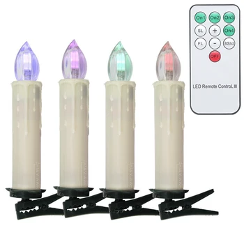 

40pcs/pkg Fairy Tale Lighting Natural Warm White RGB LED Candle Flameless Battery Powered Christmas Tree Ornament