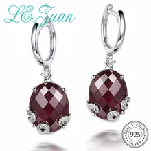 L& zuan бордово-красные 10.45CT натуральные гранаты, клипсы, серьги из 925 пробы серебра овальной огранки, Серьги с драгоценными камнями, хорошее ювелирное изделие