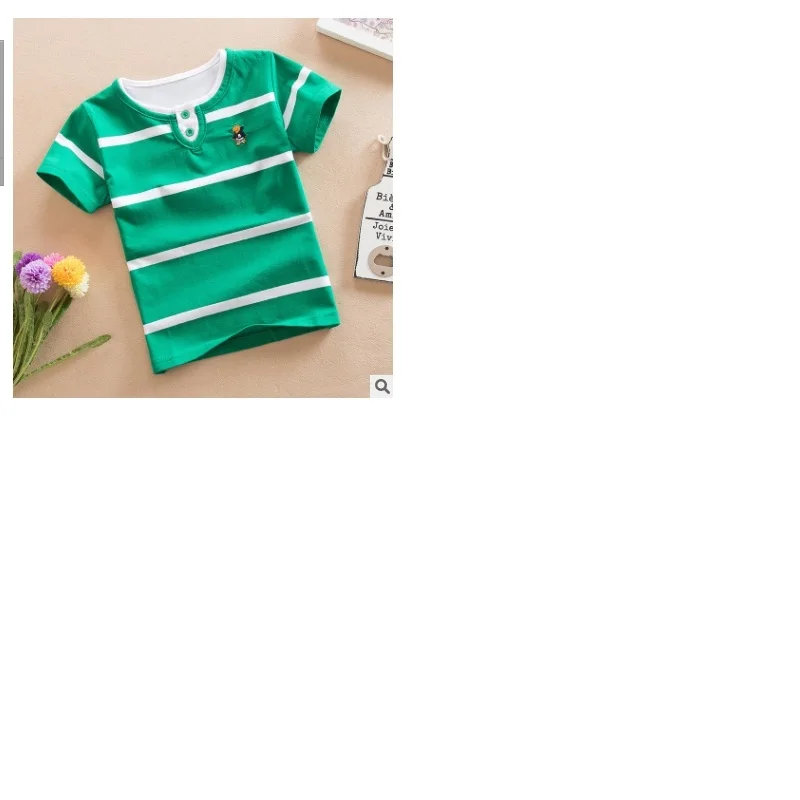 Высококачественная разноцветная Детская рубашка-поло для 3-12 лет, рубашка с короткими рукавами, хлопковая Футболка с круглым вырезом в полоску для мальчиков - Цвет: Небесно-голубой