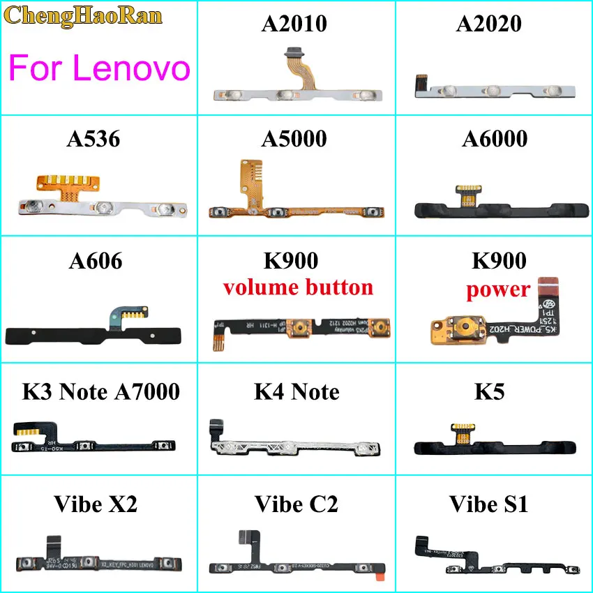 ChengHaoRan For Lenovo A2010 A2020 A5000 A6000 K3 K4 K5 Note K900 Vibe X2 C2 S1 Power On Off Volume Button Key Switch Flex Cable afbeelding
