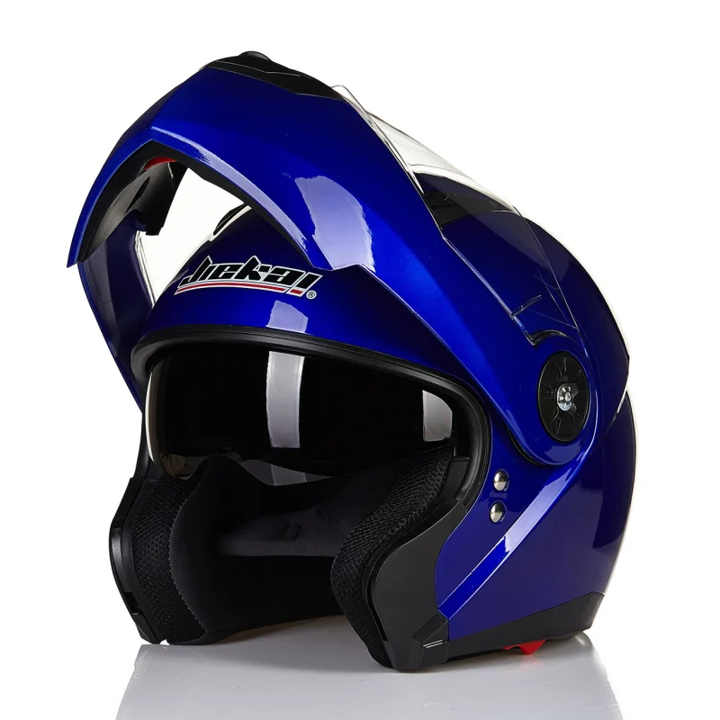 Классический двойной козырек мотоциклетный шлем JIEKAI 115 модель откидной мотоциклетный шлем DOT одобренный защитный шлем - Цвет: blue
