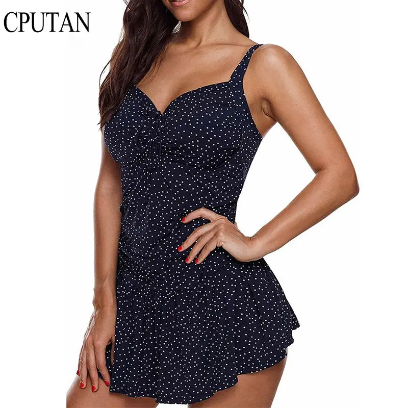Tankini ملابس السباحة النسائية السباحة تنورة زائد حجم قطعة واحدة طباعة ملابس السباحة 2019 Tankini فام خمر كبيرة حجم السباحة شبكة الشاطئ ارتداء