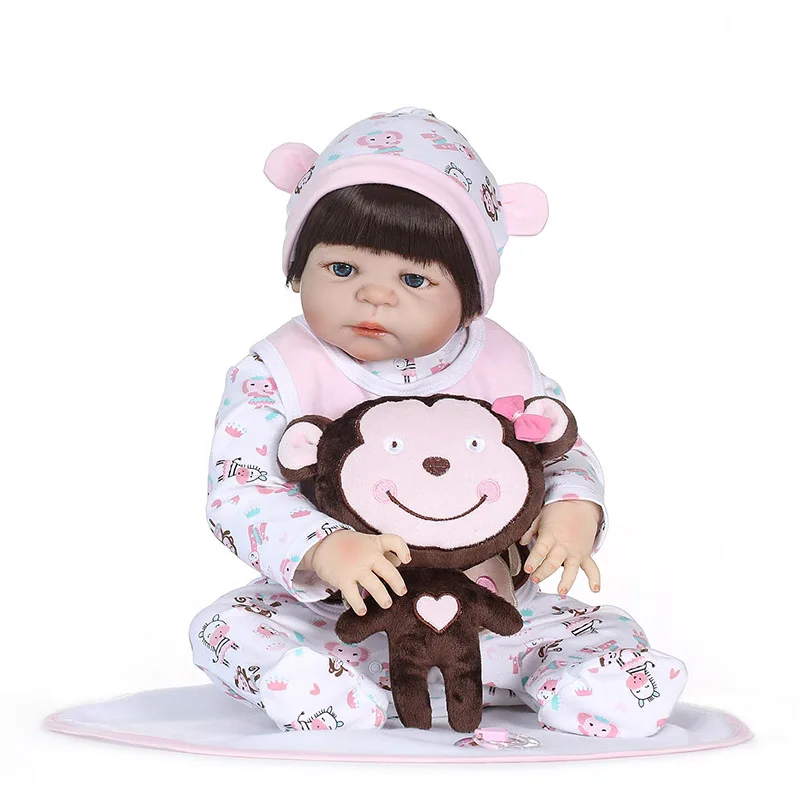 

2018 New 56CM/22inch 3D Jointed Lifelike Reborn Doll Soft Silicone Newborn Baby Dolls Playmate NSV775