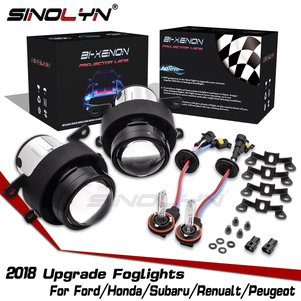 SINOLYN Car HID Bi xenon Fog Lights Projector Lens Driving Lamps