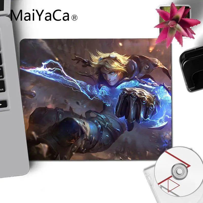 No LockEdge 18x22cm MaiYaCa горячие продажи Аркада Ezreal Лига Легенд анти-скольжения прочный силиконовый Computermats прочный резиновый коврик для мыши Pad - Цвет: No LockEdge 18x22cm