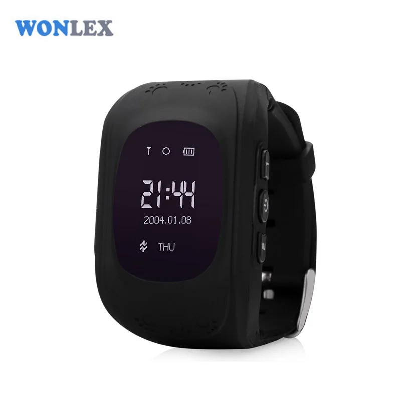 Wonlex анти-потеря Q50 OLED ребенок gps трекер SOS умный мониторинг позиционирования телефон дети gps часы совместимы с IOS и Android - Цвет: Black