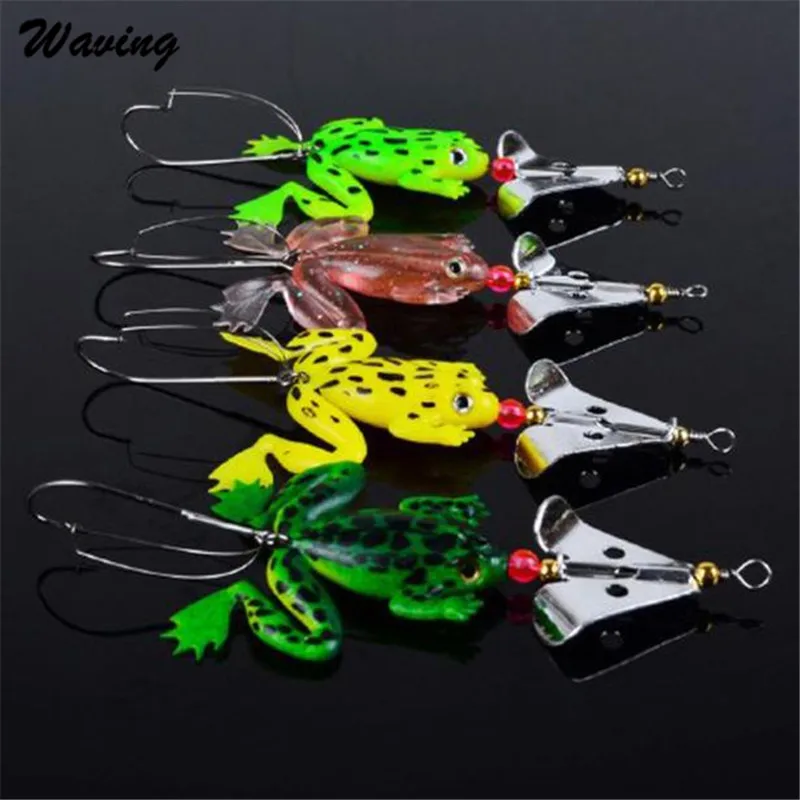 4PCS Fishing Lures Bass Wholesale 10cm 6.2g 1 Lot Rubber Frog Soft