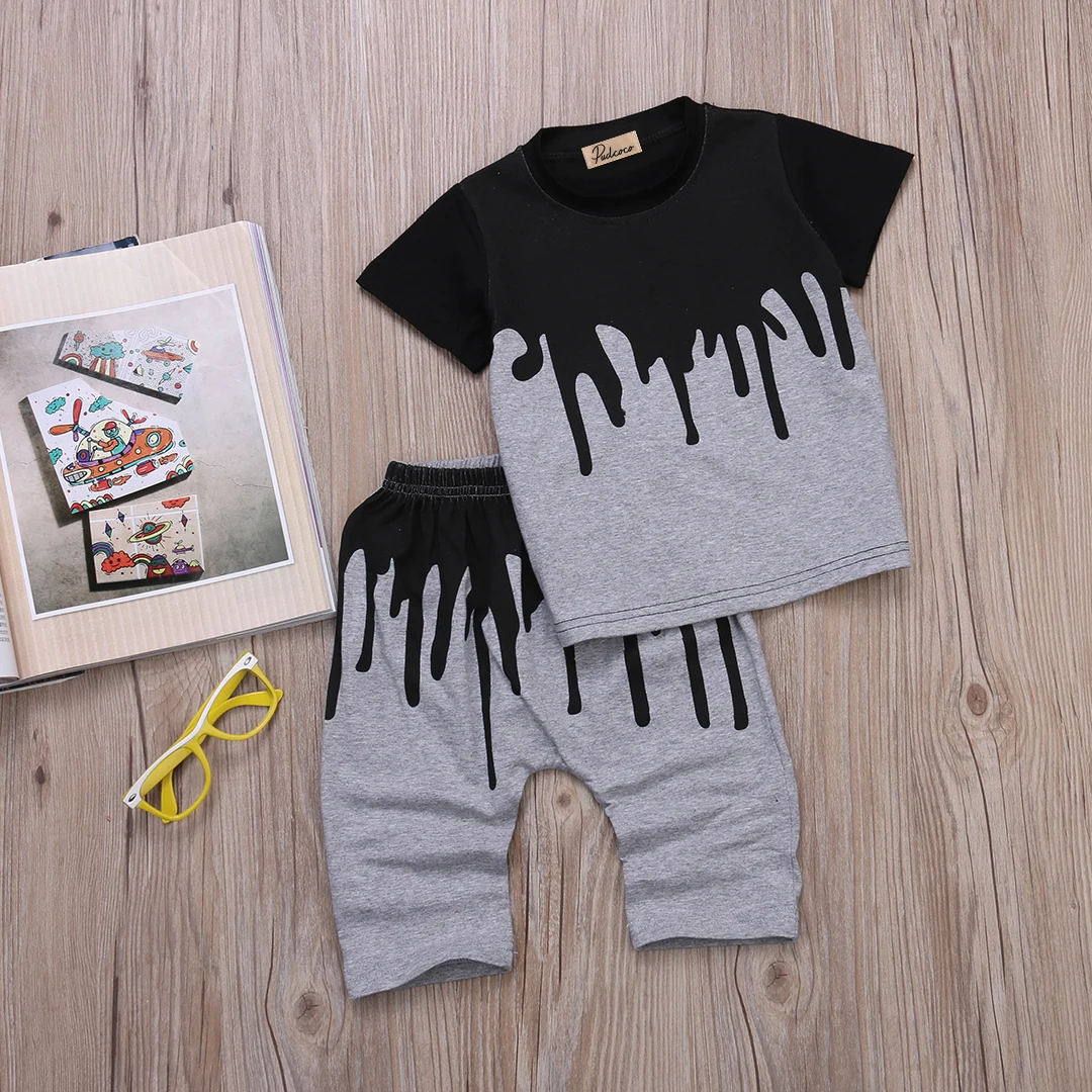 

2017 Stylish Cool Toddler Kids Baby Boy T-shirt Tops+Long Pants Trousers Outfits Clothing Set 0-4Y
