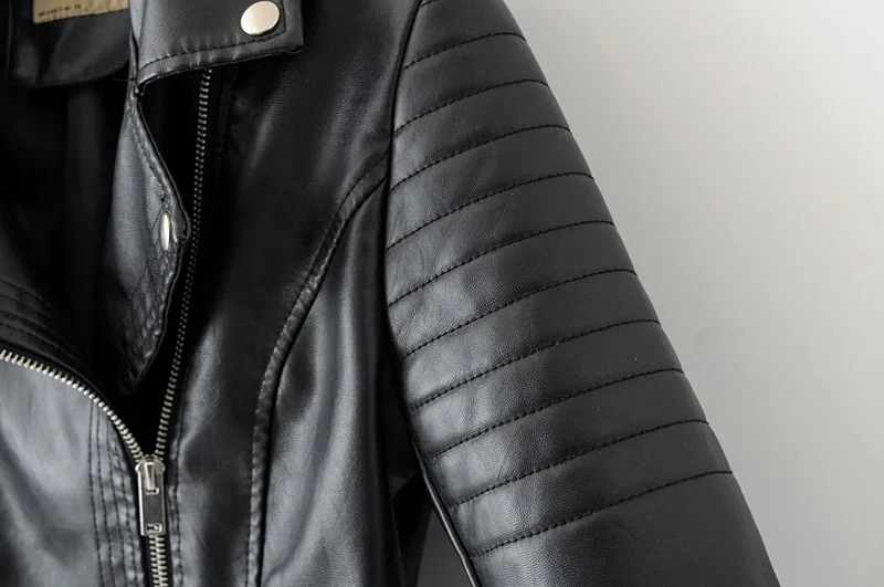 Женская куртка из искусственной кожи с отворотом и длинными рукавами, тонкий ветрозащитный мотоциклетный женский пальто в хипстерском стиле, на молнии, с карманом, в стиле ретро, черные куртки