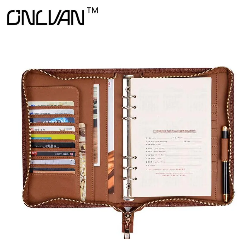 ONLVAN PU Leather Manager Folders Portfolio Faux Leather Document