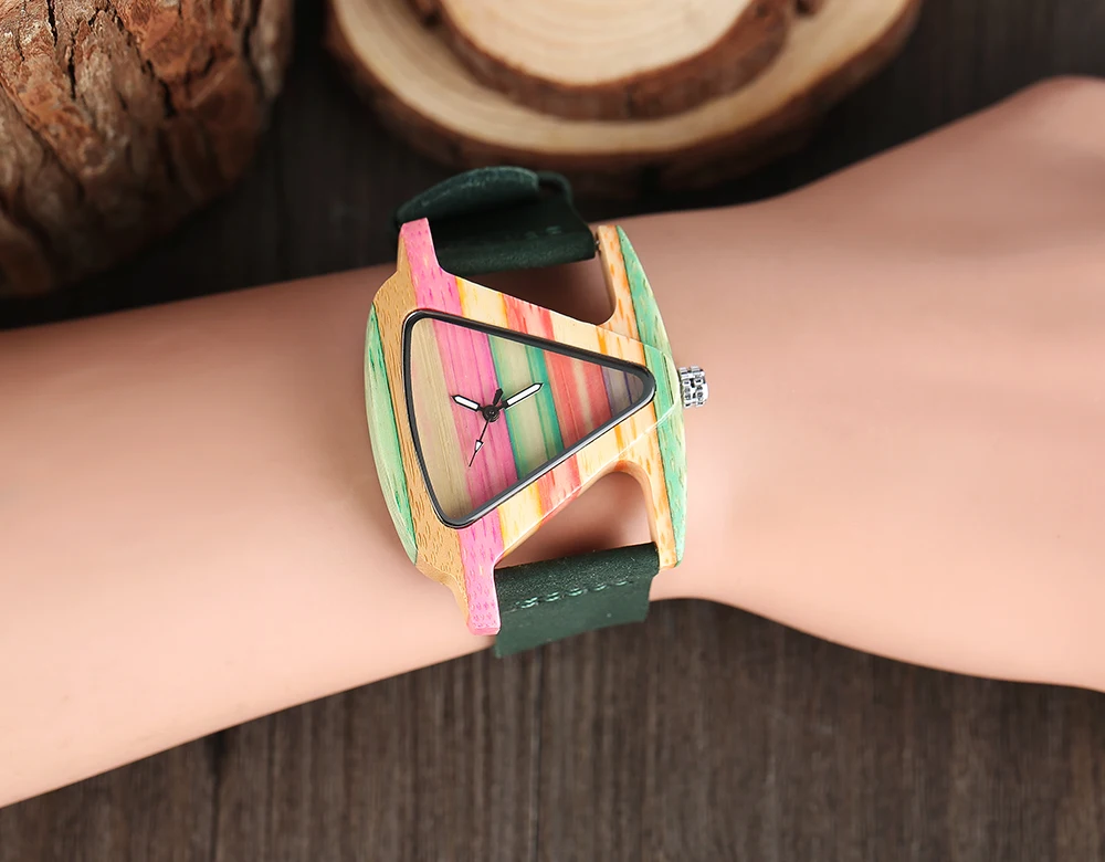 YISUYA Colorful Wooden Watch Women Luxury Bamboo Bangle Quartz Watches Genuine Leather Band Strap Watch for Women Ladies Girl 1 (14)