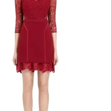 Мини-платье, сексуальный клубный пляжный повседневный элегантный красный бодикон с коротким рукавом, кружевной сарафан для женщин, лето, весна, осень, мода