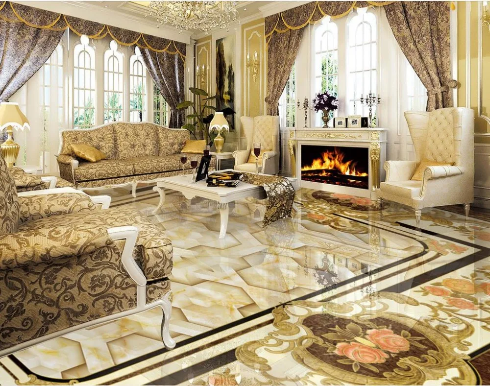 Custom 3d photo floor kitchen bathroom murals stone parquet stick 3d floor pvc self-adhesive floor mural