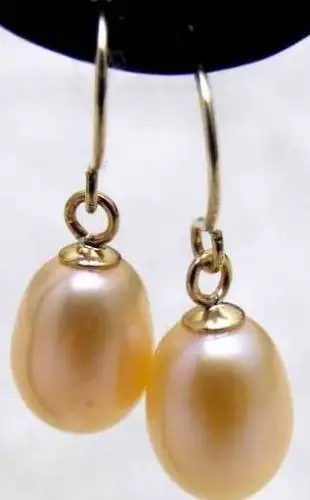

free shipping 13377 AAA 8*9MM Pink pearl &14K Earrings