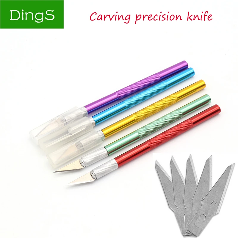 

6pcs/Set Metal Scalpel Knife Tools Kit Cutter Engraving Craft knives+ 5pcs Blades Mobile Phone Laptop PCB DIY Repair Hand Tools