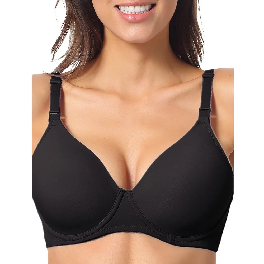 

Women's Sexy Smooth Seamless Essential Normal Padded No Plush up Underwire Full Coverage T-shirt Bra C/D cups Plus Sizes H216