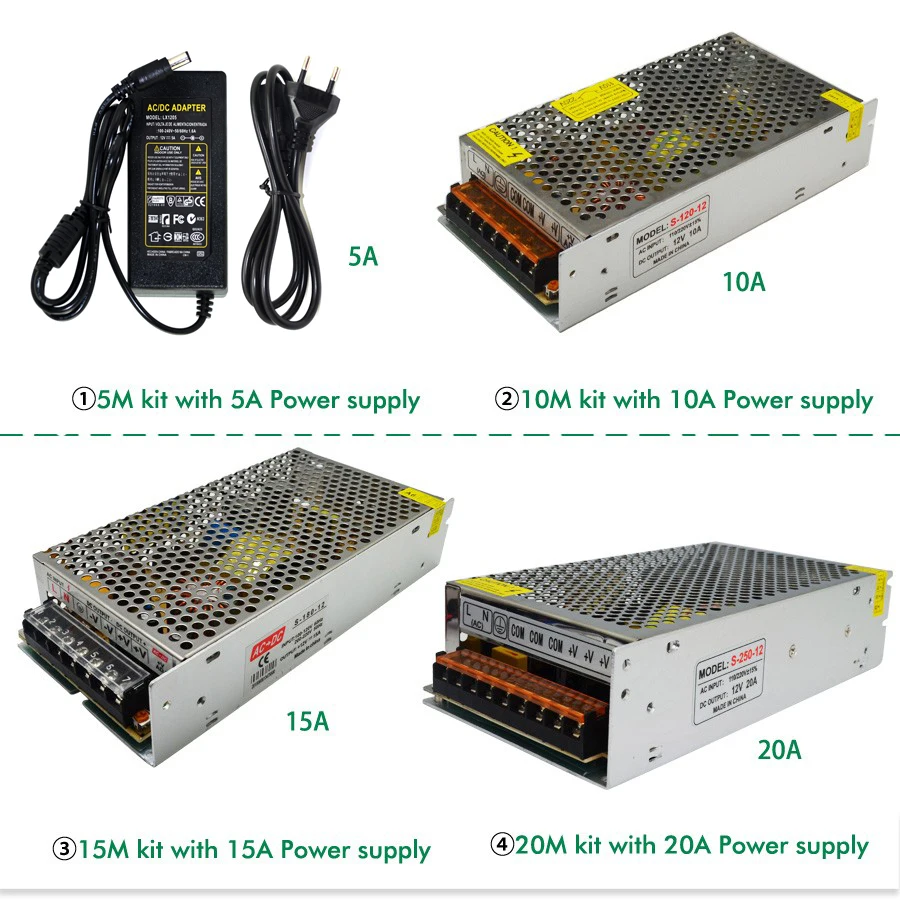 5050 RGBW/RGBWW гибкая светодиодная лента с 2,4G сенсорным РЧ пультом дистанционного управления + 12 В адаптер питания + усилитель 5 м/10 м/15 м/20 м