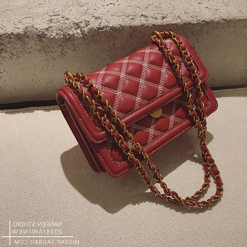 

Free shipping, 2018 new chain handbags, tide small square package, fashion woman shoulder bag, han edition messenger bag.