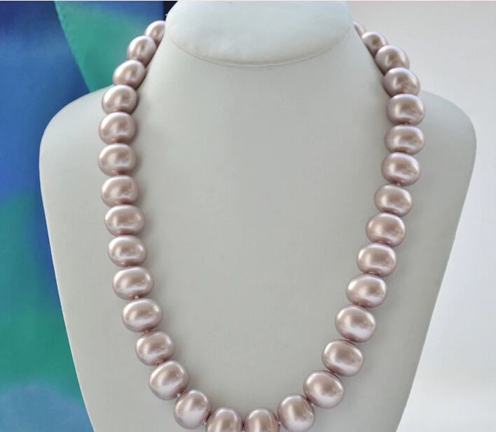 

FREE SHIPPING * LAVENDER 20mm EGG SOUTH SEA SHELL PEARL NECKLACE 24inch Z6912