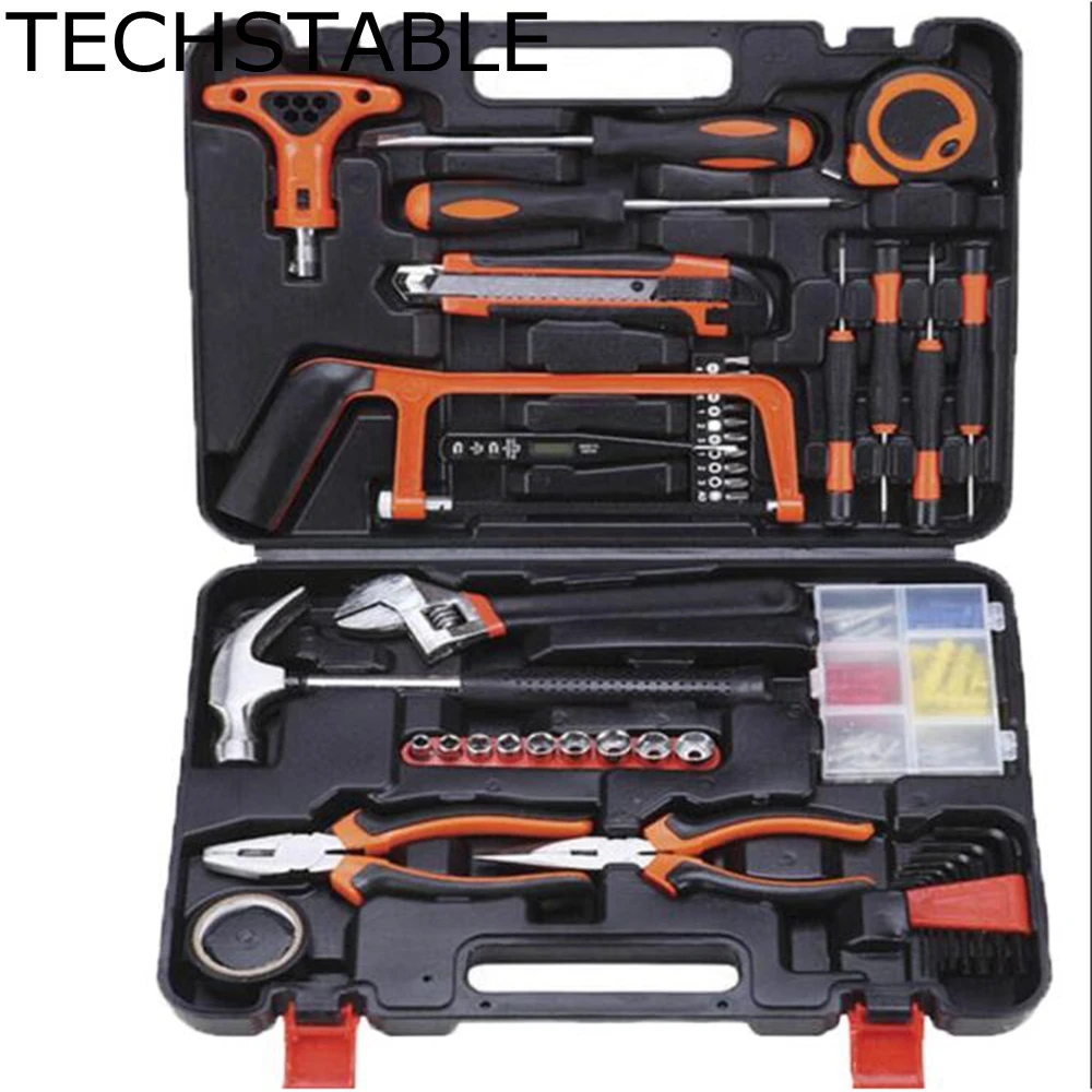 

TECHSTABLE 82pcs Electrician and woodworking repair manual tools set Multi-functional Repair Hardware sets repair Home Tools