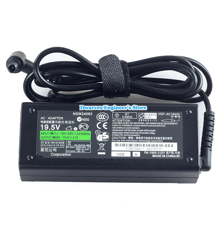 Подлинная 19,5 V 4.7A AC адаптер Зарядное устройство для SONY VAIO VGN-CR33 источник питания VGP-AC19V42 90W
