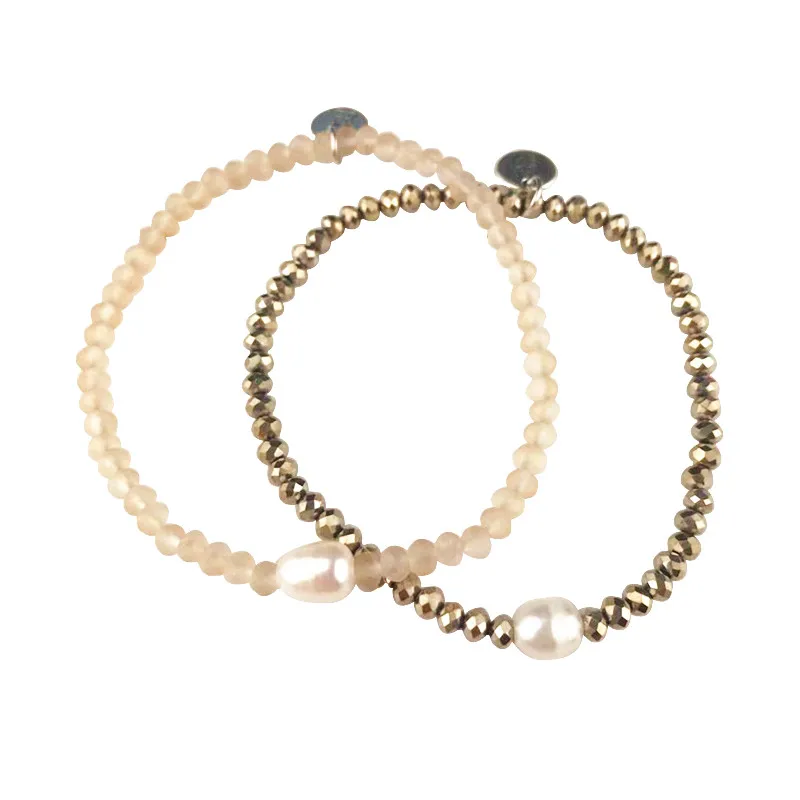 

Fashion Crystal Bracelet Stretch Pearl Women's Friendship Bracelet Baroque Jewelry Scrub Cut Glass Beads Christmas Gift 2019 new