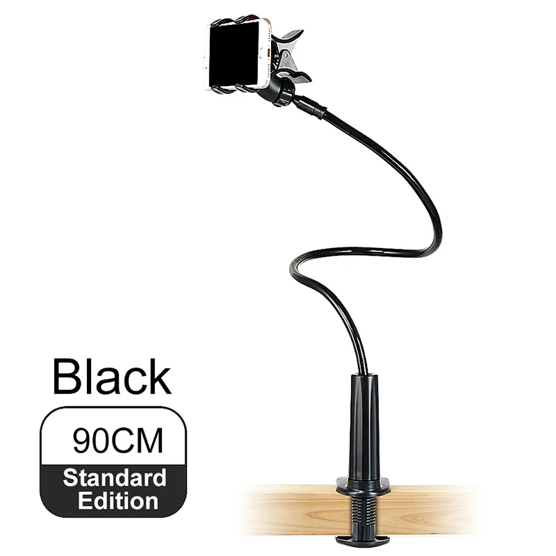 GUSGU вращающийся на 360 градусов гибкий держатель для телефона для iPhone Универсальный длинный кронштейн Подставка для телефона для iPhone/samsung/Xiaom - Цвет: 90cm Standard Black