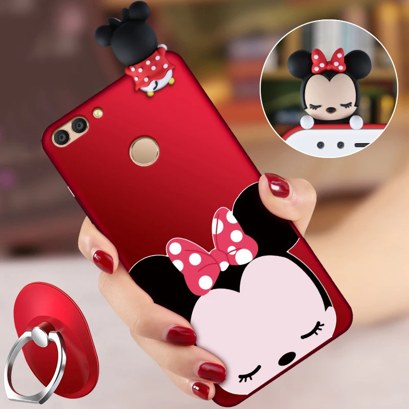 

ALIVO For Huawei P Smart Case 5.65" Cartoon 3D Cute silicon full protection Fitted Case with Finger Ring For Huawei FIG-LX1 L21