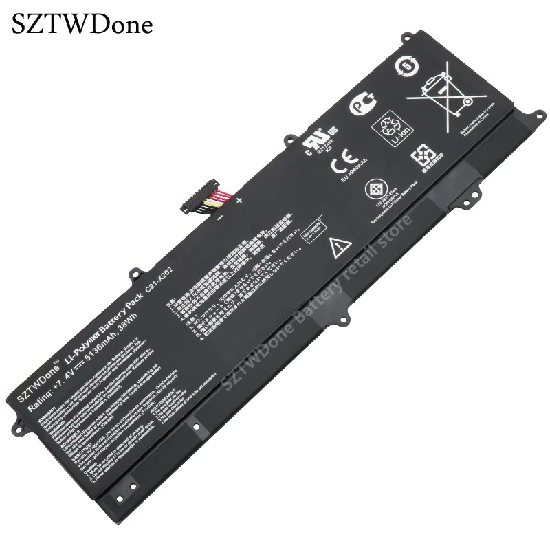 SZTWDone C21 X202 Аккумулятор для ноутбука ASUS VivoBook S200 S200E X201 X201E X202E CT209H CT182H CT1 5136 мА ч|laptop